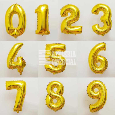 ARTICULOS PARA FIESTA GLOBO METALICO NUMERICO 32" ORO