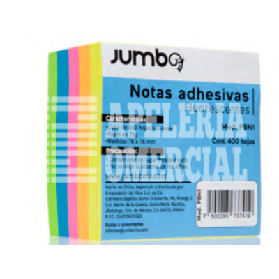 PAPELETAS ADHESIVAS CUBO 76 X 76 MM. NEON