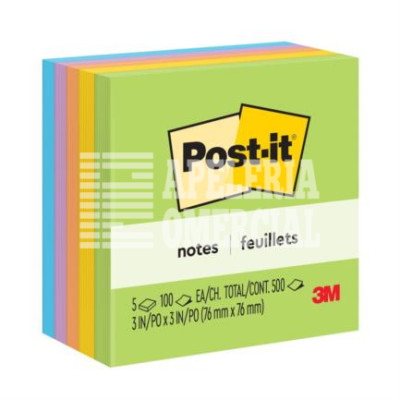 PAPELETAS POST IT 3M 654-5 76 MM. X 76 MM. 500 HOJAS