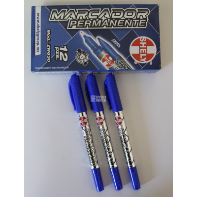 MARCADOR PERMANENTE SHELY DOBLE PUNTA C.AZUL