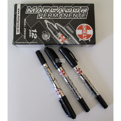 MARCADOR PERMANENTE SHELY DOBLE PUNTA C.NEGRO